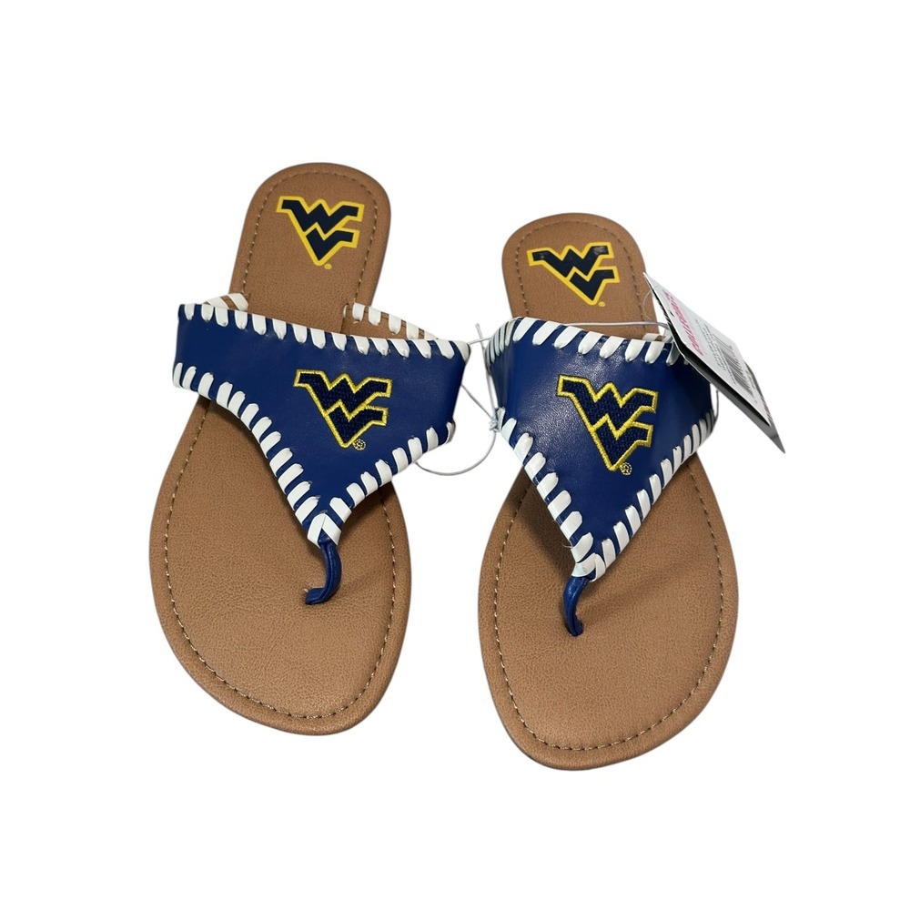 Collegiate Footwear West Virginia Sandals Womens 8 Blue NEW WVU Mountaineers Tho